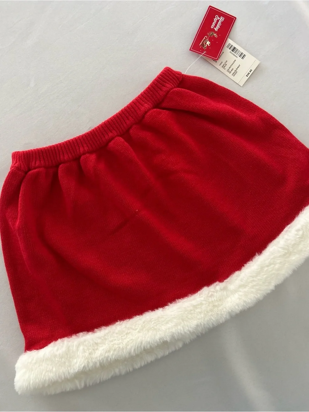 Gymboree Red Knit Holiday Express Sweater skirt fur trim Christmas